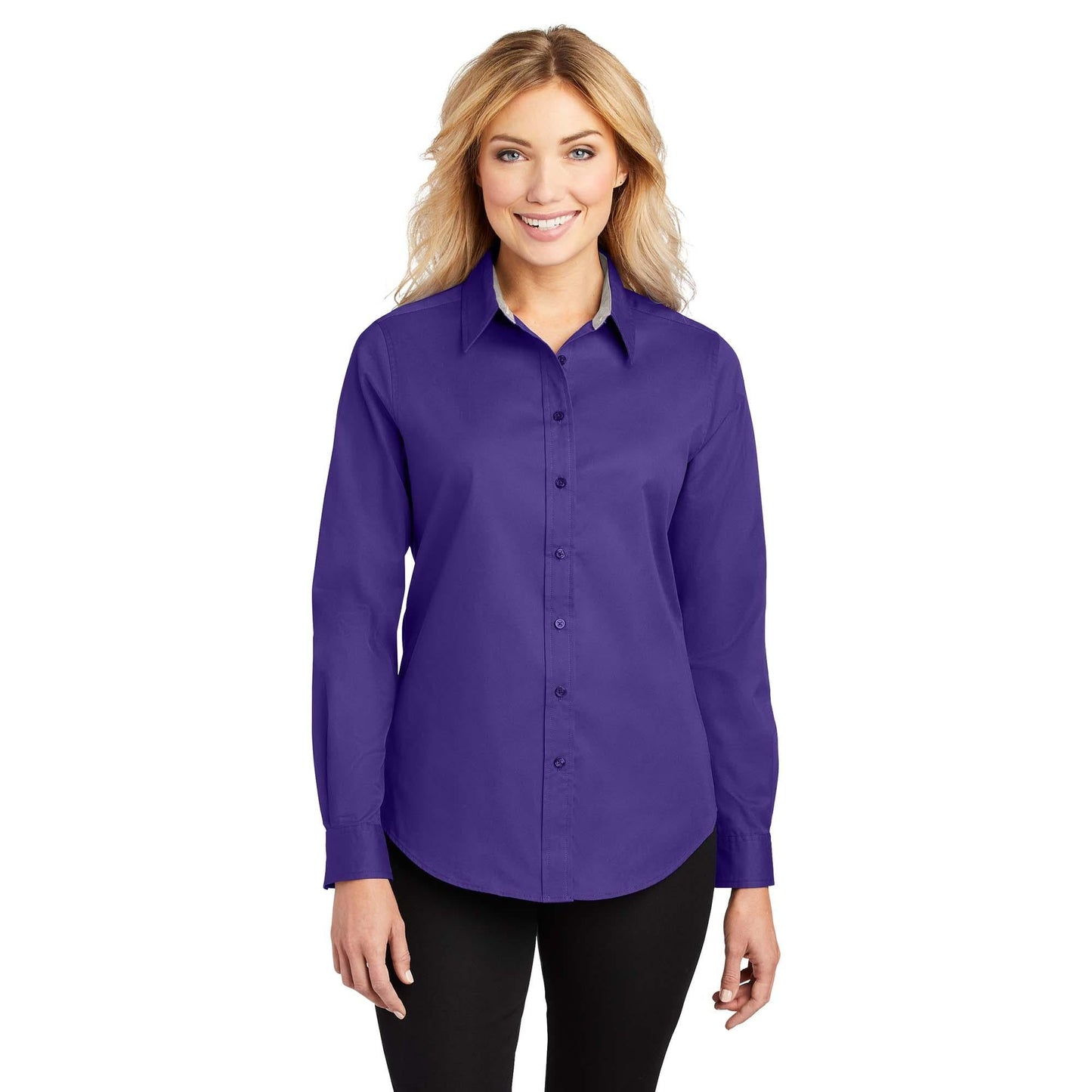 Black/Light Stone Button Up Shirt - Port Authority - Easy Care
