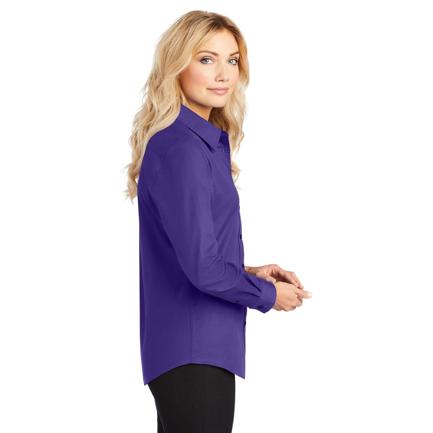 Black/Light Stone Button Up Shirt - Port Authority - Easy Care
