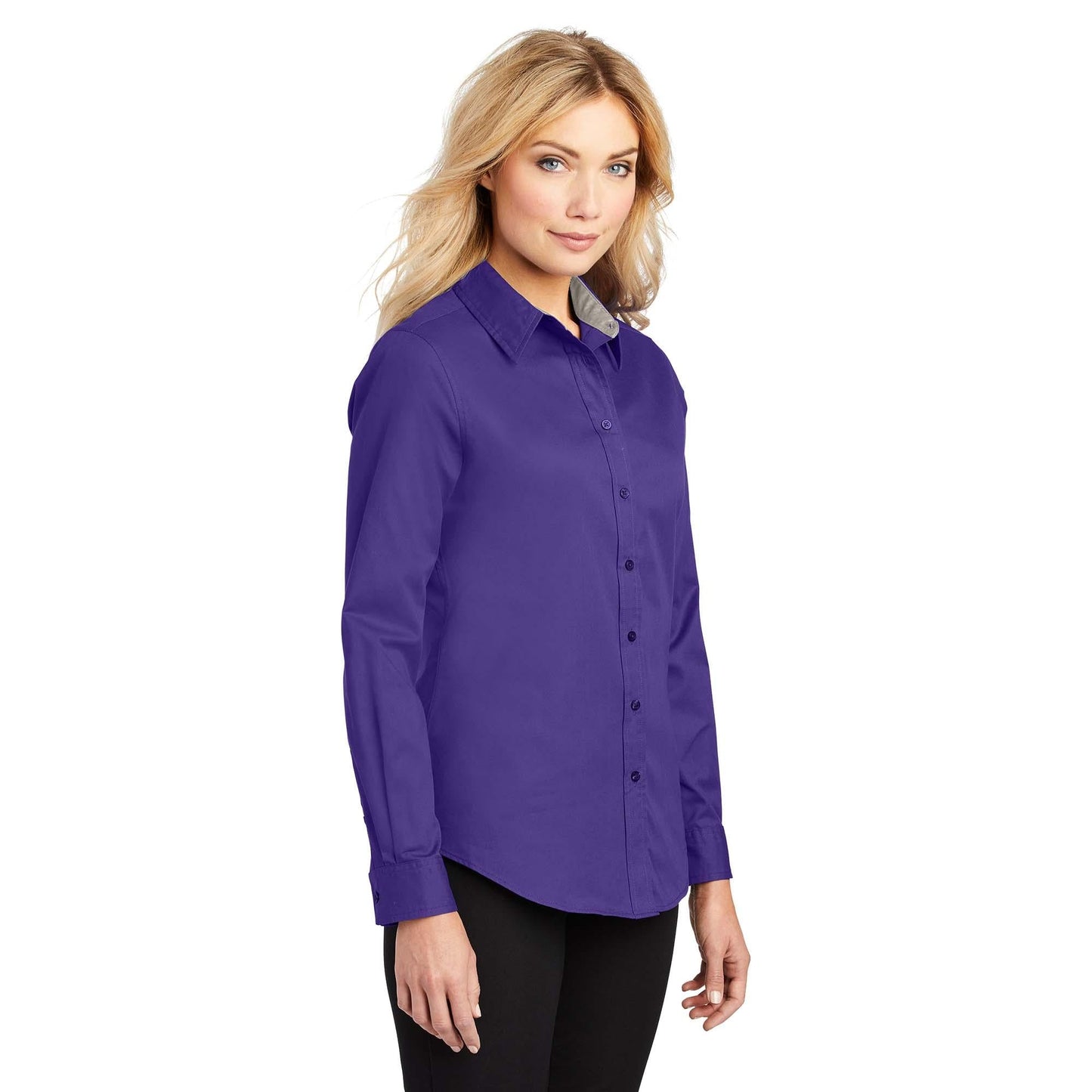 Black/Light Stone Button Up Shirt - Port Authority - Easy Care