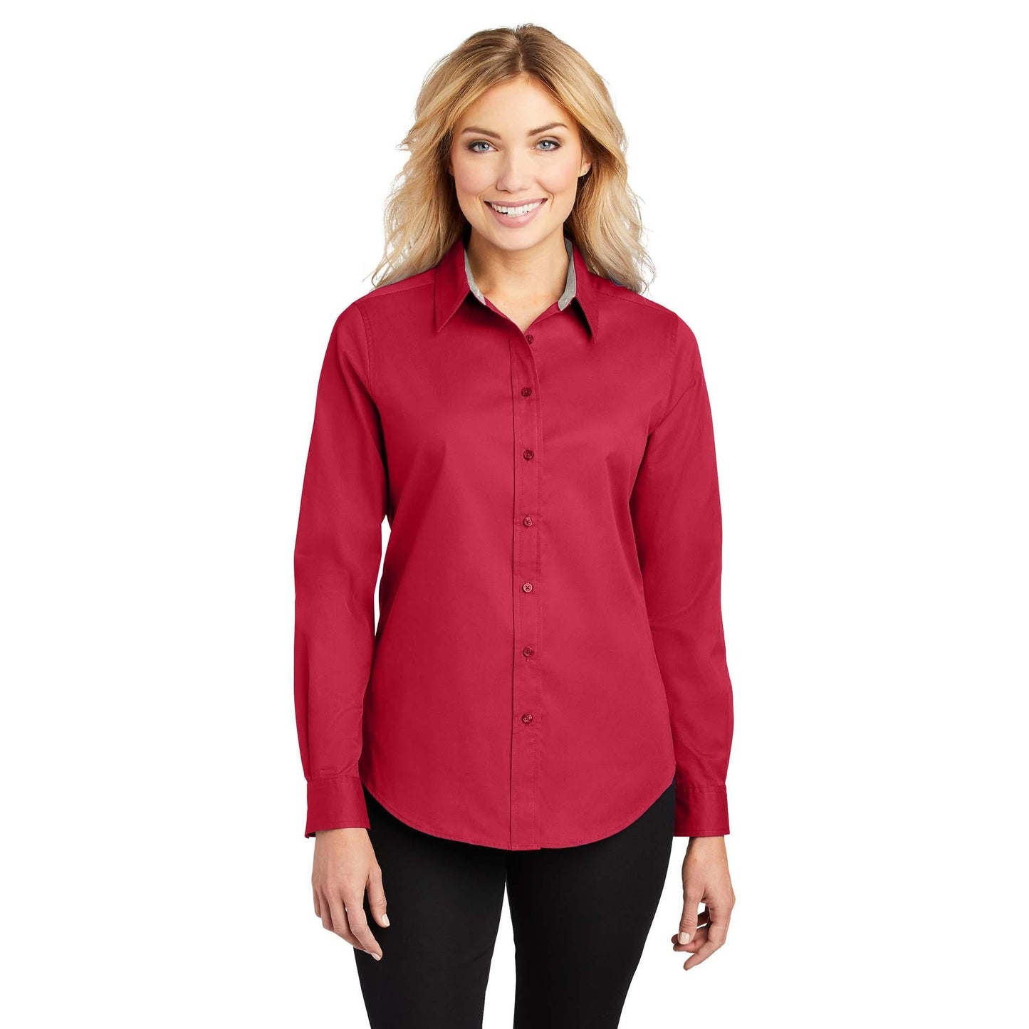 Black/Light Stone Button Up Shirt - Port Authority - Easy Care