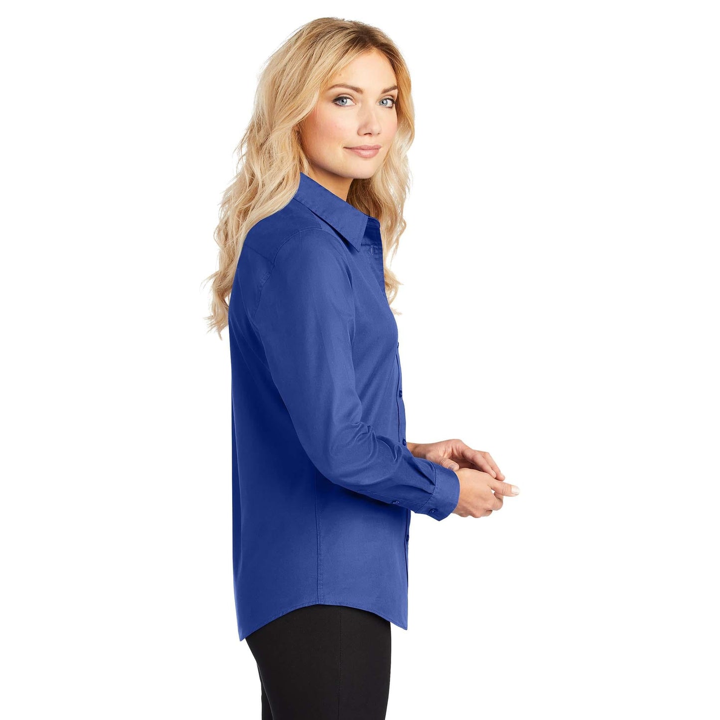 Black/Light Stone Button Up Shirt - Port Authority - Easy Care