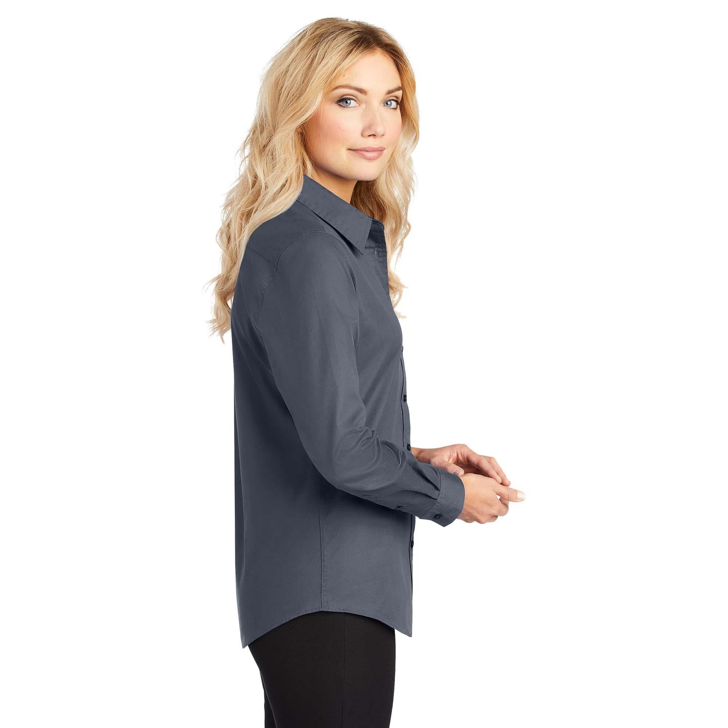 Black/Light Stone Button Up Shirt - Port Authority - Easy Care