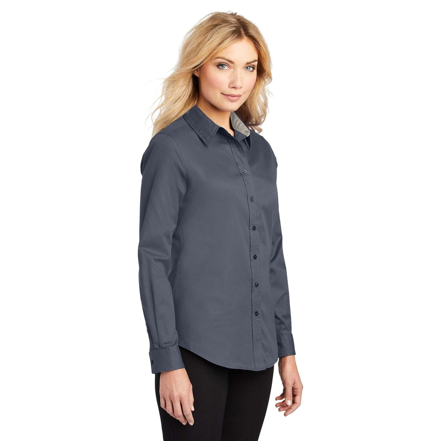 Black/Light Stone Button Up Shirt - Port Authority - Easy Care