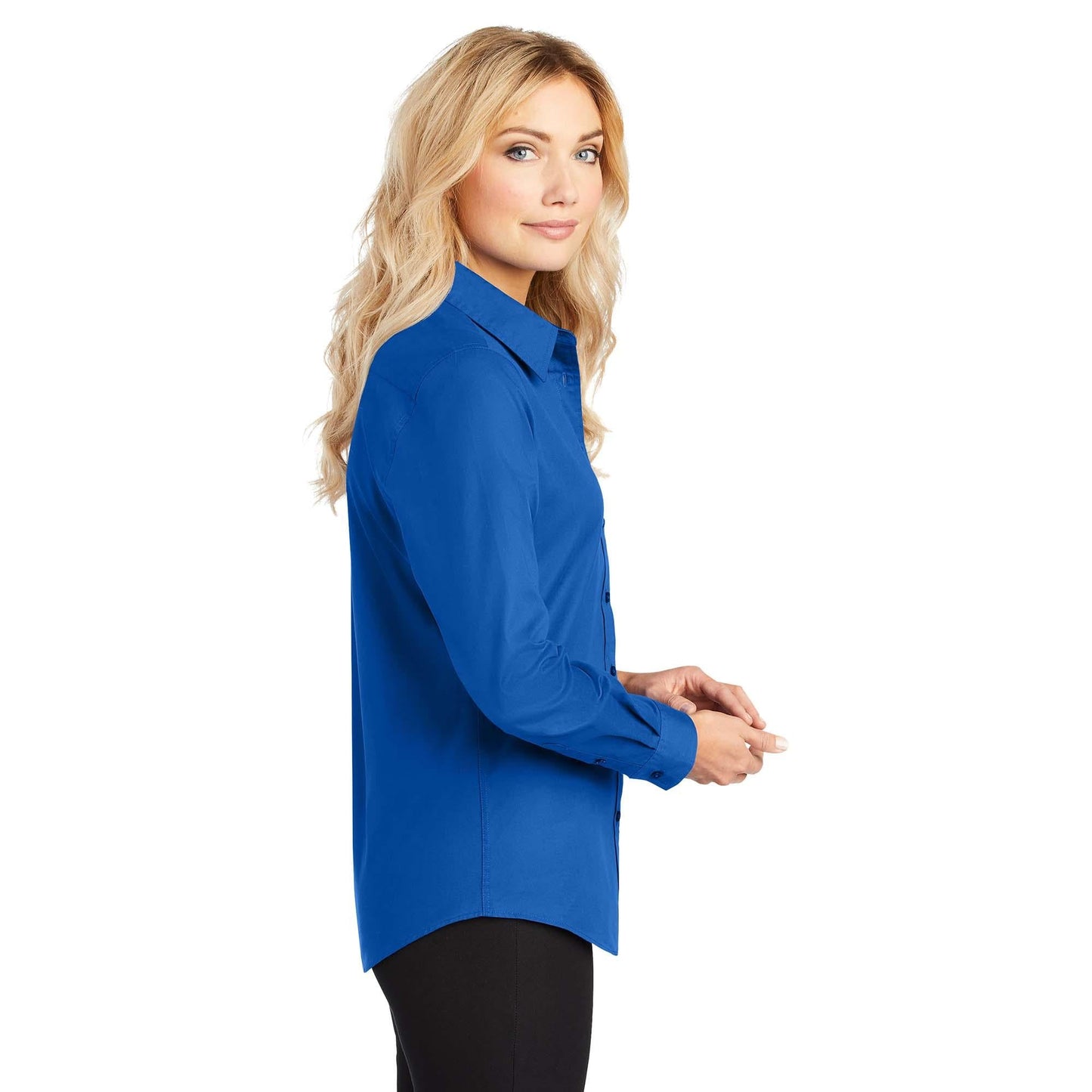 Black/Light Stone Button Up Shirt - Port Authority - Easy Care