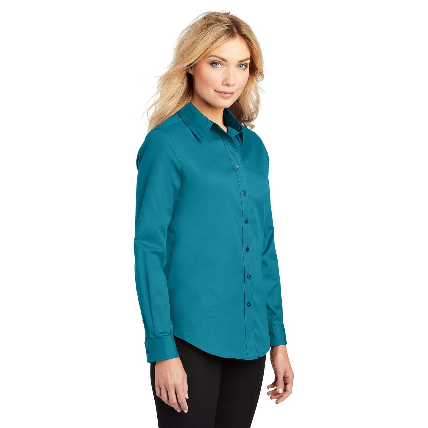 Black/Light Stone Button Up Shirt - Port Authority - Easy Care