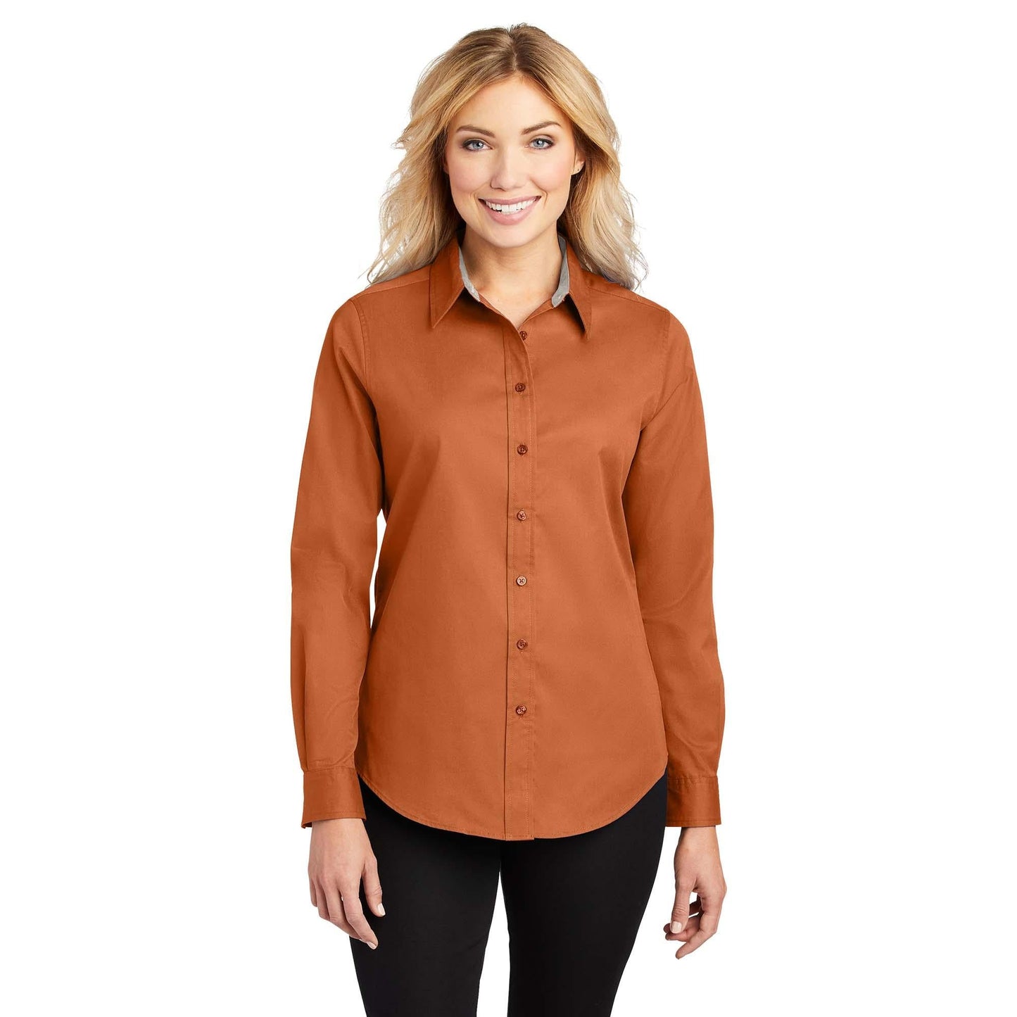Black/Light Stone Button Up Shirt - Port Authority - Easy Care