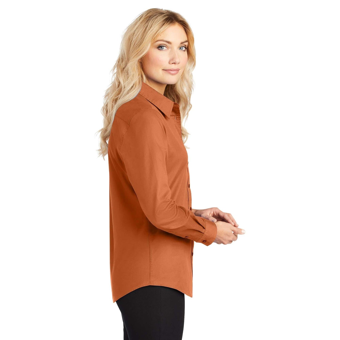 Black/Light Stone Button Up Shirt - Port Authority - Easy Care