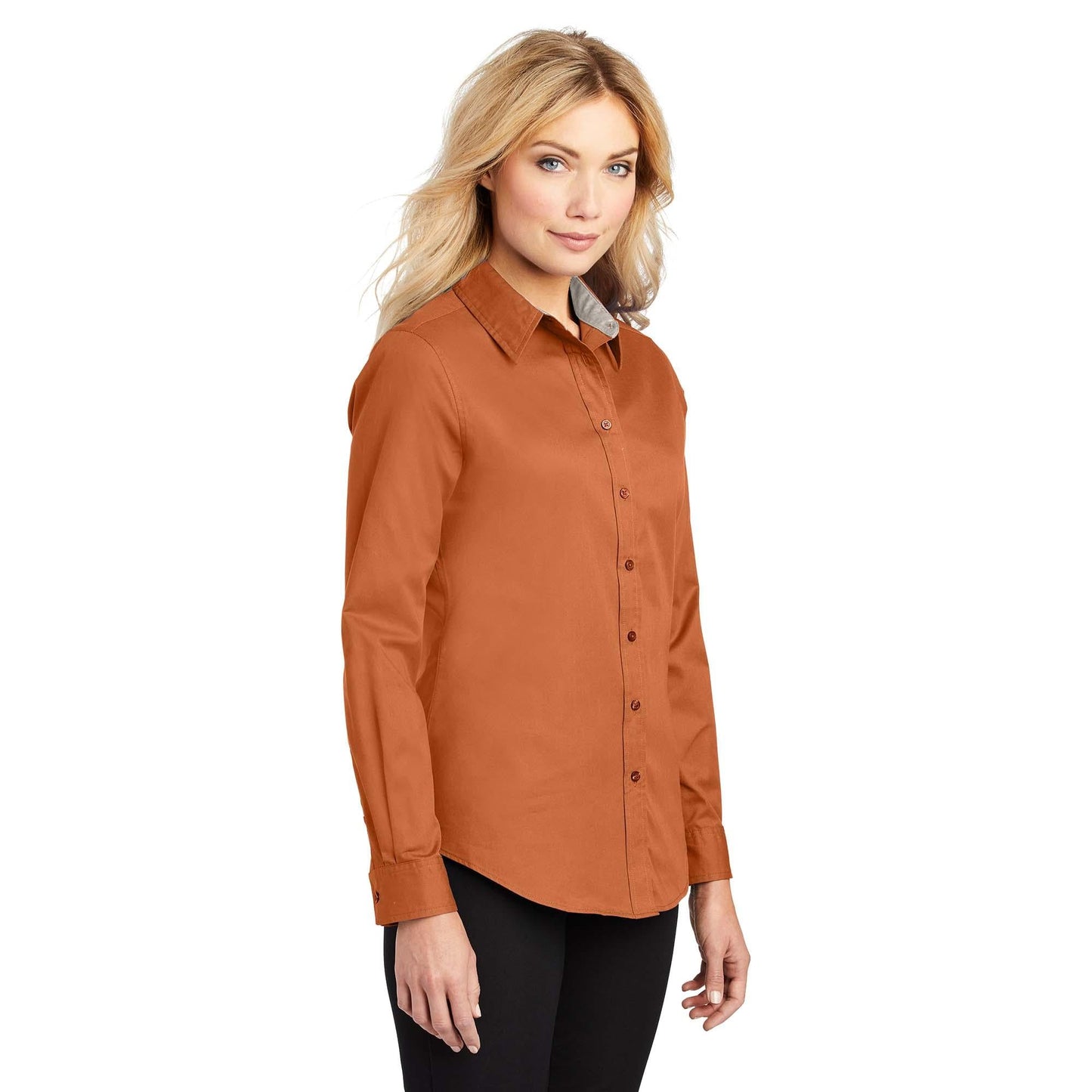 Black/Light Stone Button Up Shirt - Port Authority - Easy Care