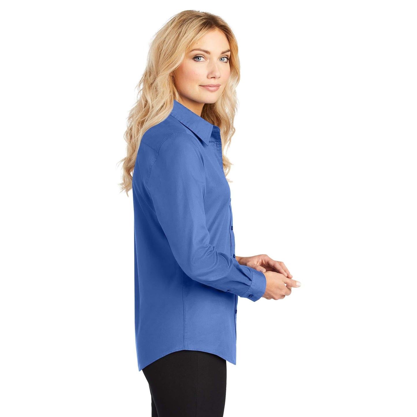 Black/Light Stone Button Up Shirt - Port Authority - Easy Care