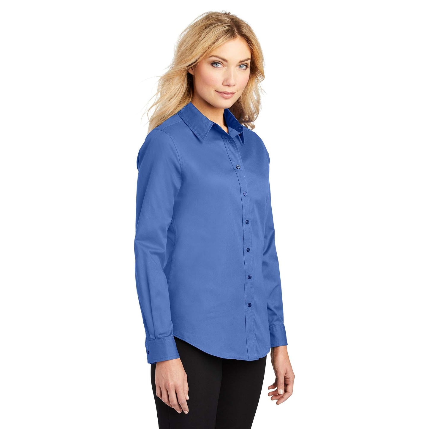 Black/Light Stone Button Up Shirt - Port Authority - Easy Care