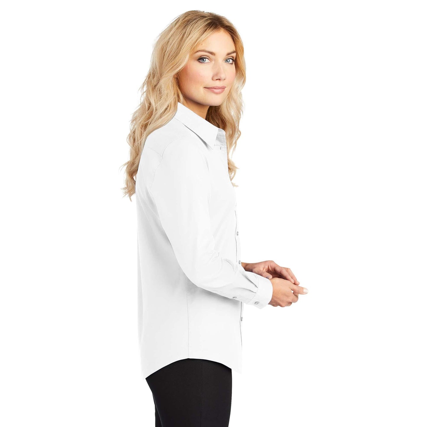Black/Light Stone Button Up Shirt - Port Authority - Easy Care
