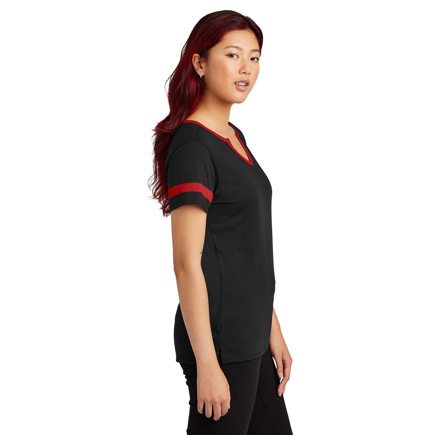 Black/Deep Red T-Shirts - Sport-Tek - Stylish Notch Tee