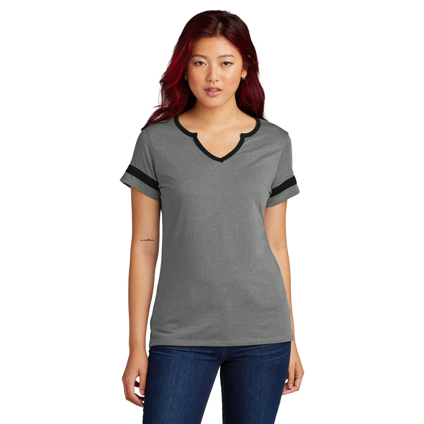 Black/Deep Red T-Shirts - Sport-Tek - Stylish Notch Tee