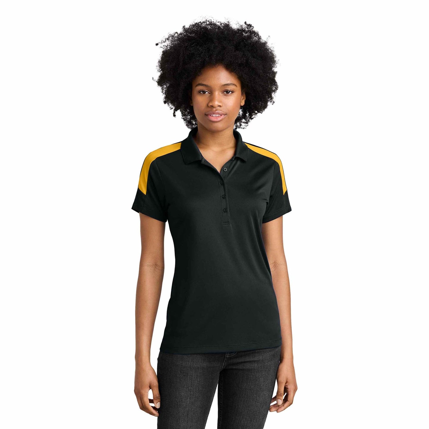 Black/Gold Polo Shirts - Sport-Tek - Moisture Wicking