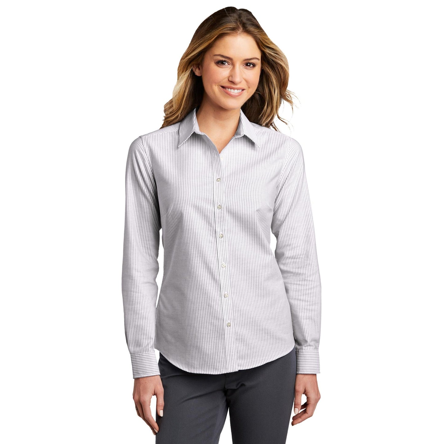 Black/White Button Up Shirt - Port Authority - Striped Design