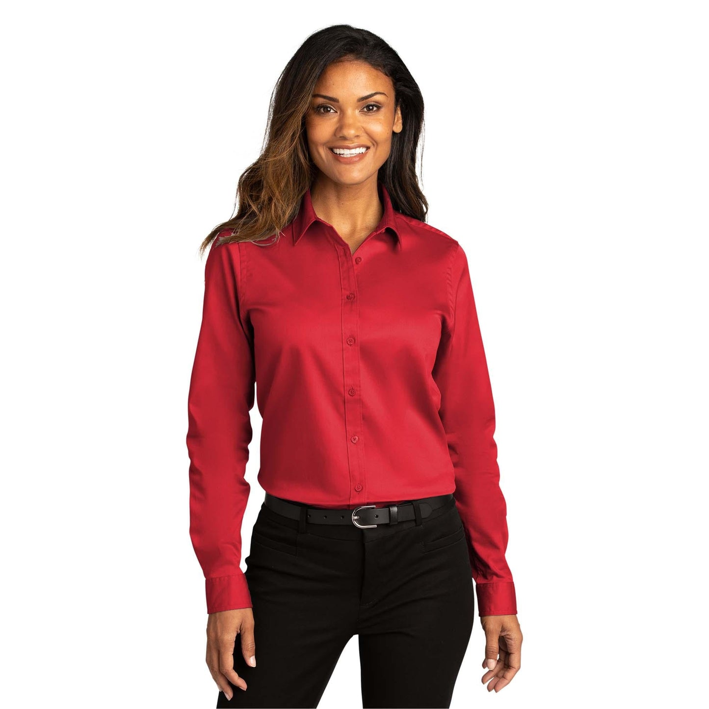 Burgundy Button Up Shirts - Port Authority - Elegant Twill