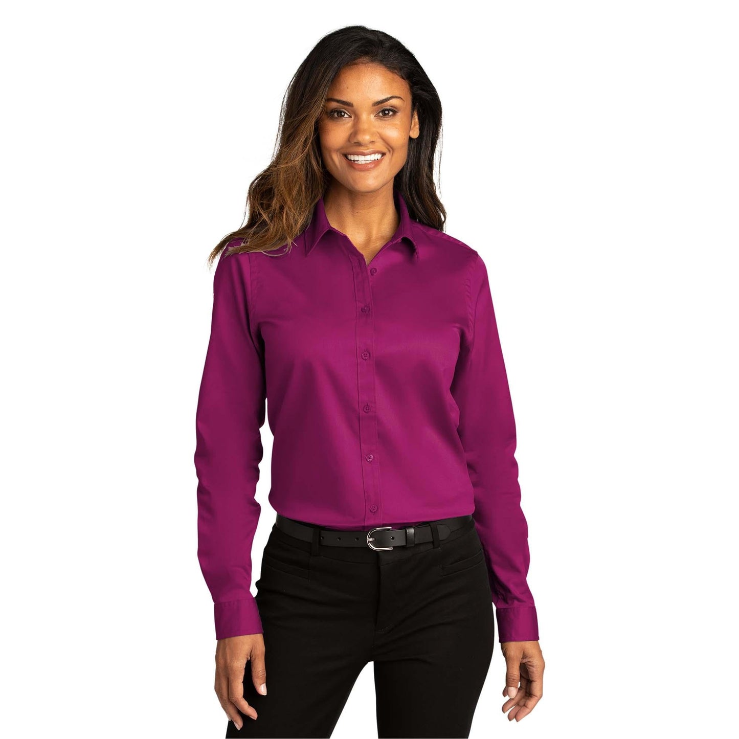 Burgundy Button Up Shirts - Port Authority - Elegant Twill