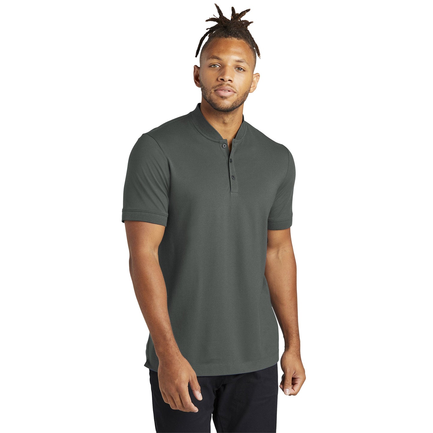 Deep Black Henley Shirt - Mercer+Mettle - Stretch Pique