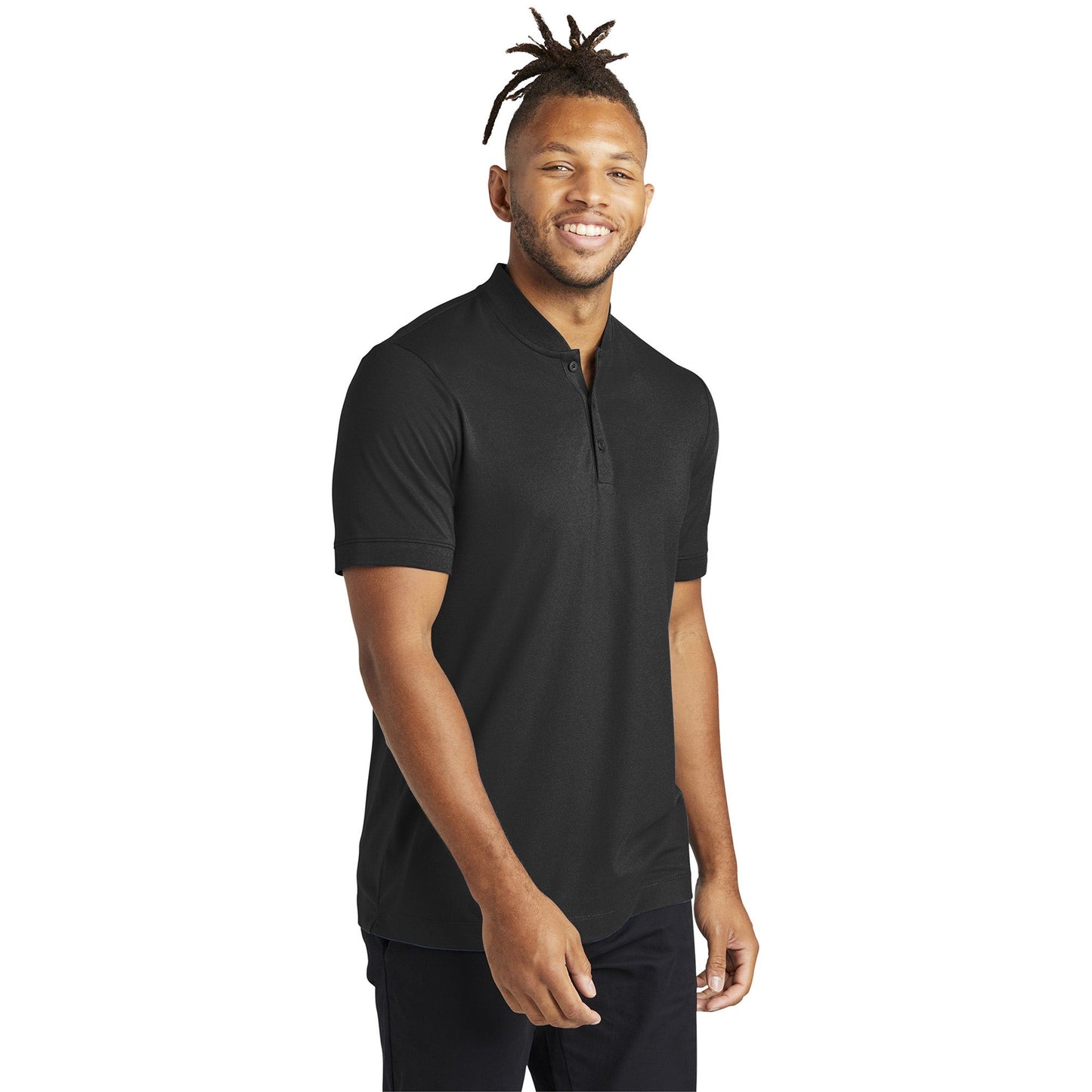 Deep Black Henley Shirt - Mercer+Mettle - Stretch Pique