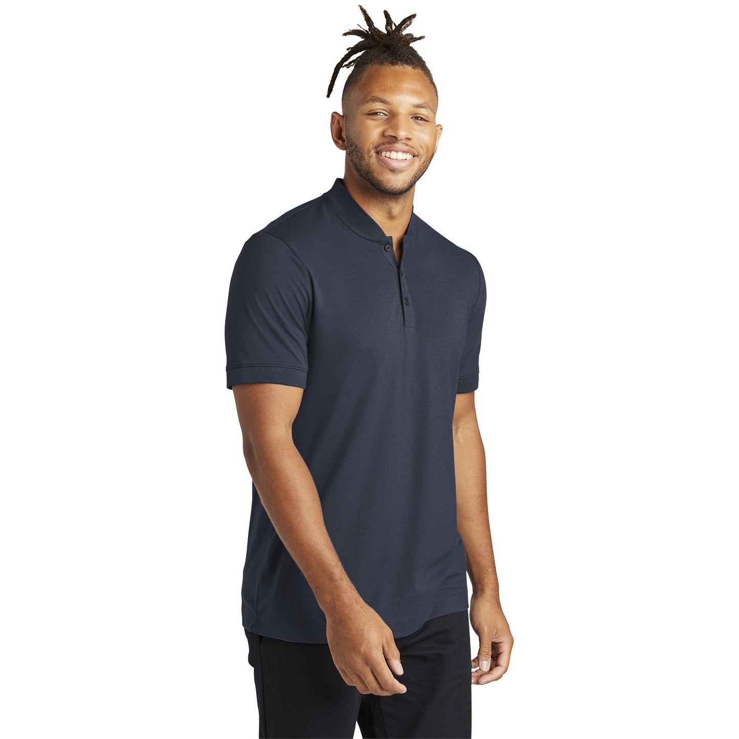 Deep Black Henley Shirt - Mercer+Mettle - Stretch Pique