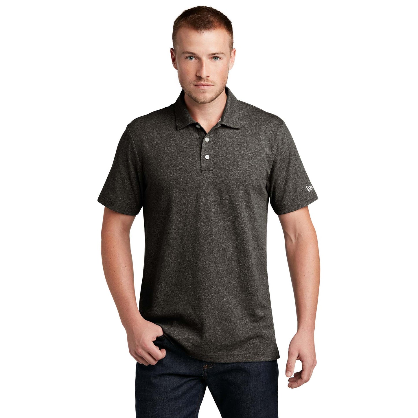 Black Twist Polo Shirt - New Era - Soft Slub Fabric