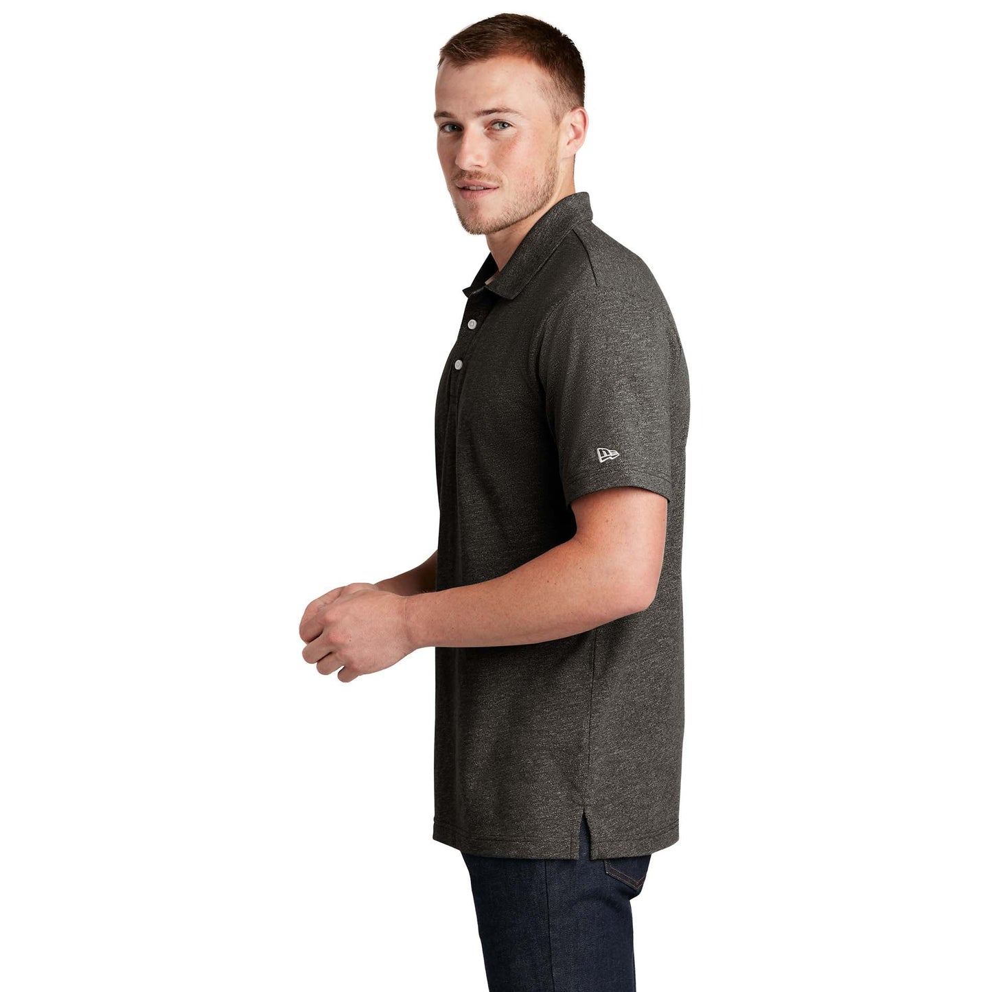 Black Twist Polo Shirt - New Era - Soft Slub Fabric