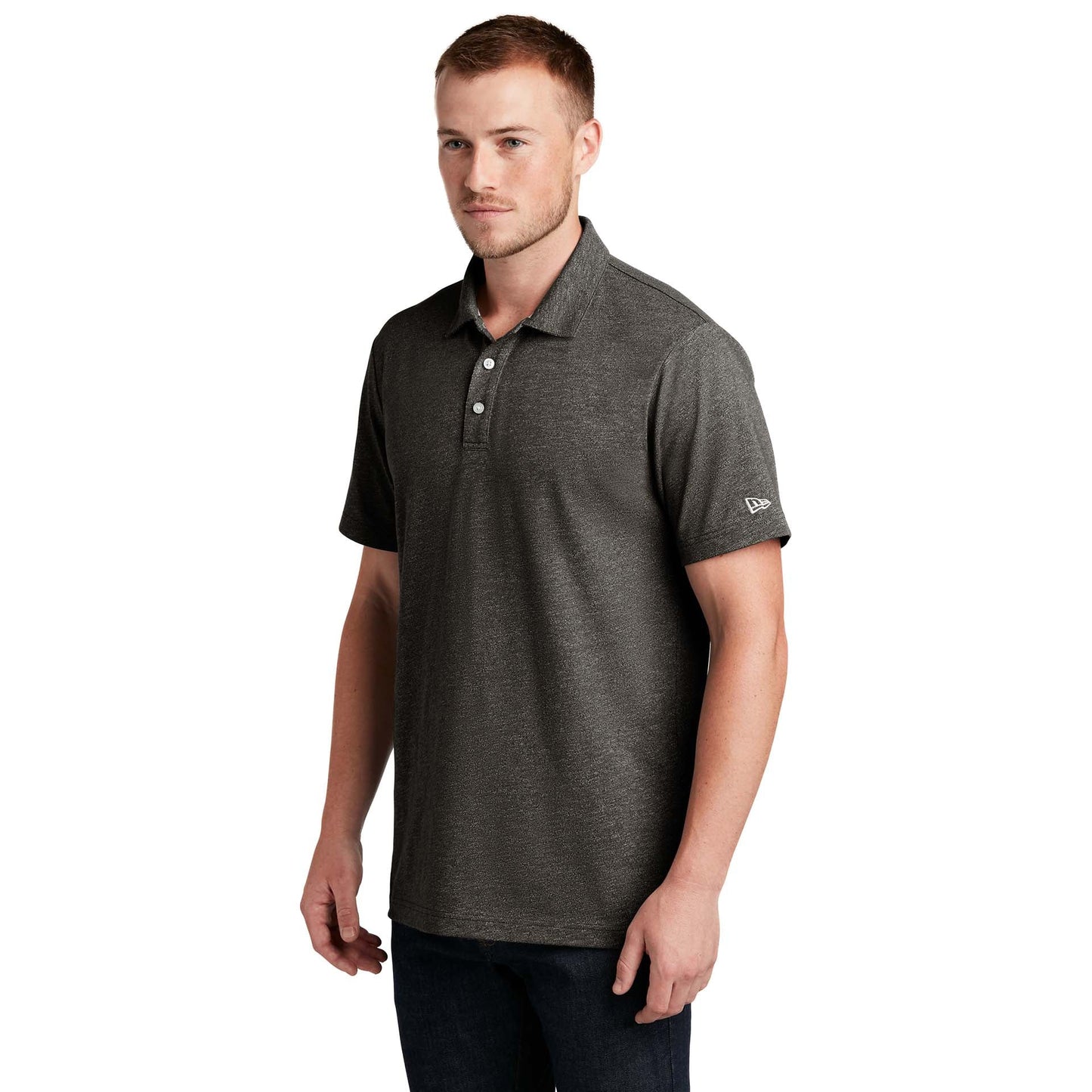 Black Twist Polo Shirt - New Era - Soft Slub Fabric