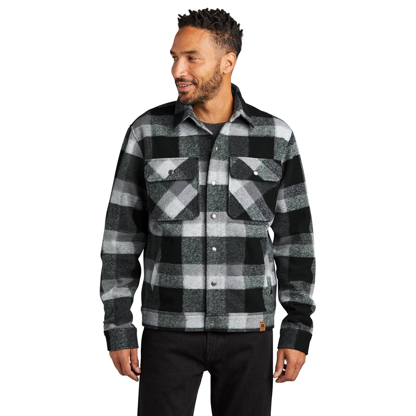 Deep Black Plaid Jacket - Russell Outdoors - Comfortable Fit