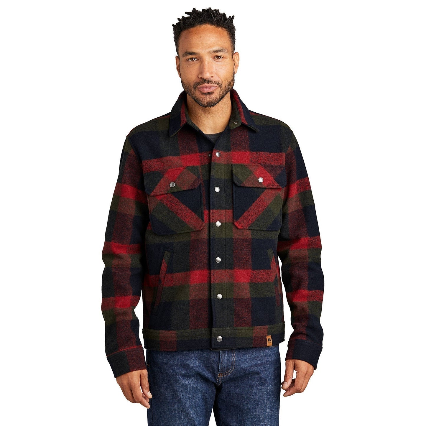 Deep Black Plaid Jacket - Russell Outdoors - Comfortable Fit