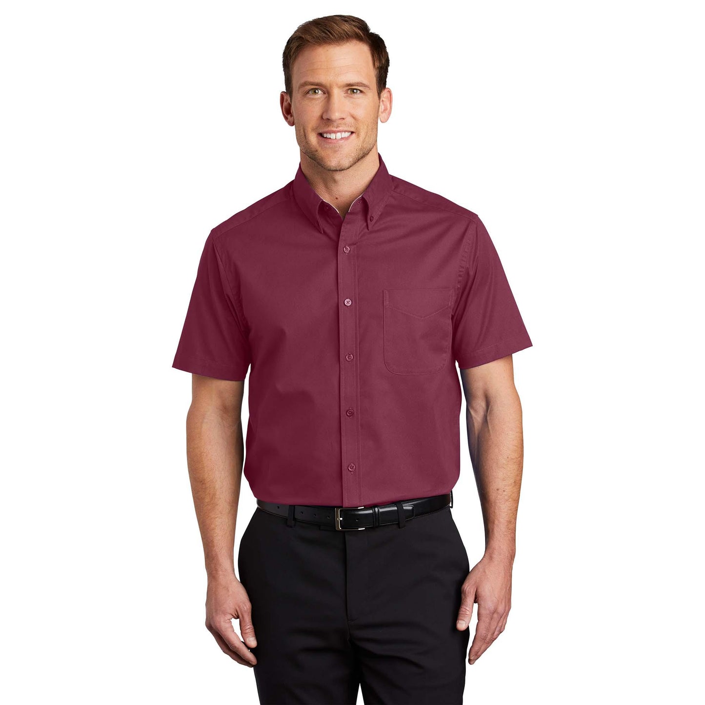 Black/Light Stone Button Up Shirt - Port Authority - Easy Care