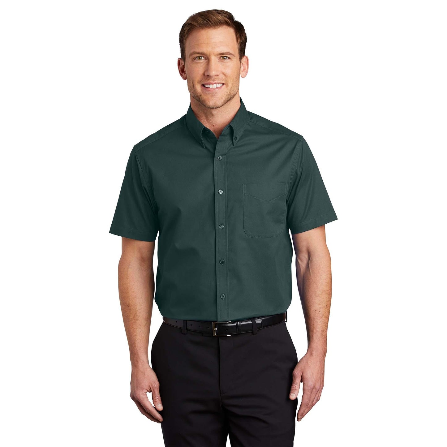 Black/Light Stone Button Up Shirt - Port Authority - Easy Care