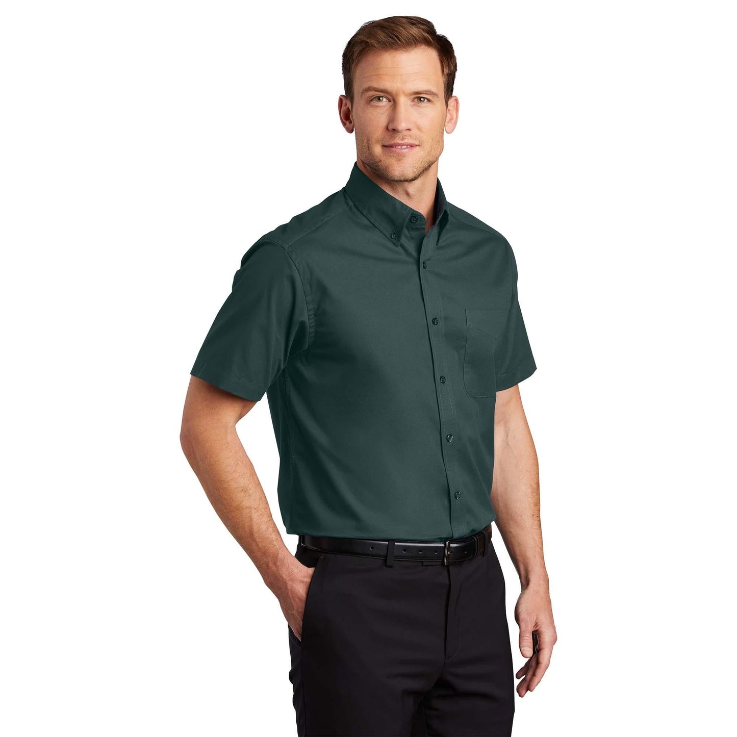 Black/Light Stone Button Up Shirt - Port Authority - Easy Care