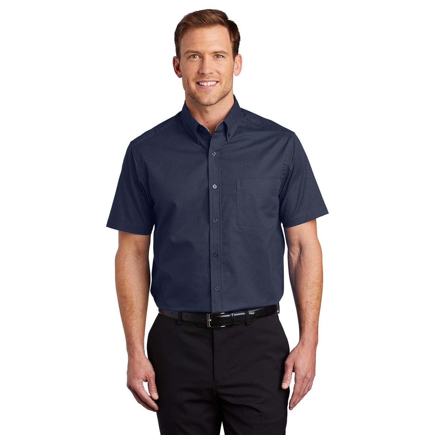 Black/Light Stone Button Up Shirt - Port Authority - Easy Care
