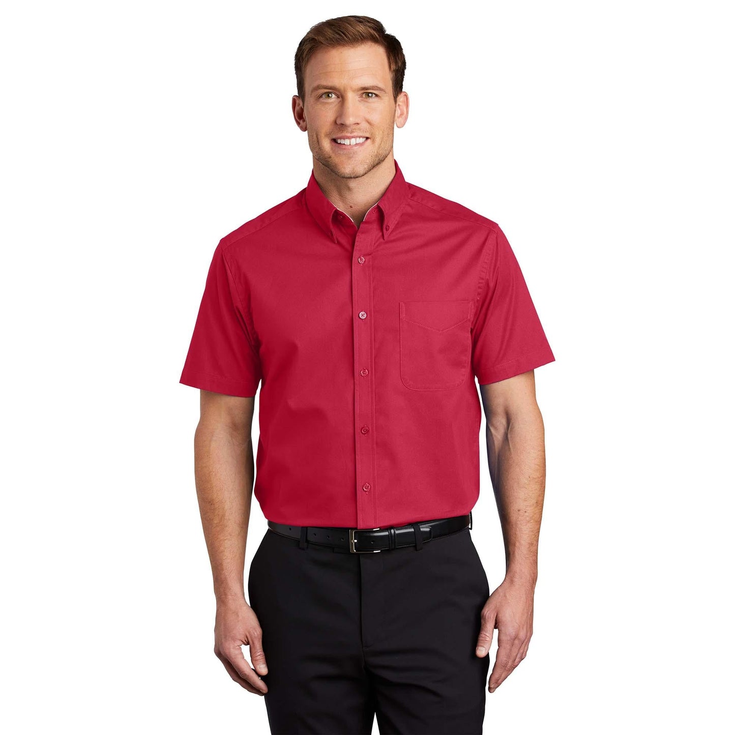 Black/Light Stone Button Up Shirt - Port Authority - Easy Care