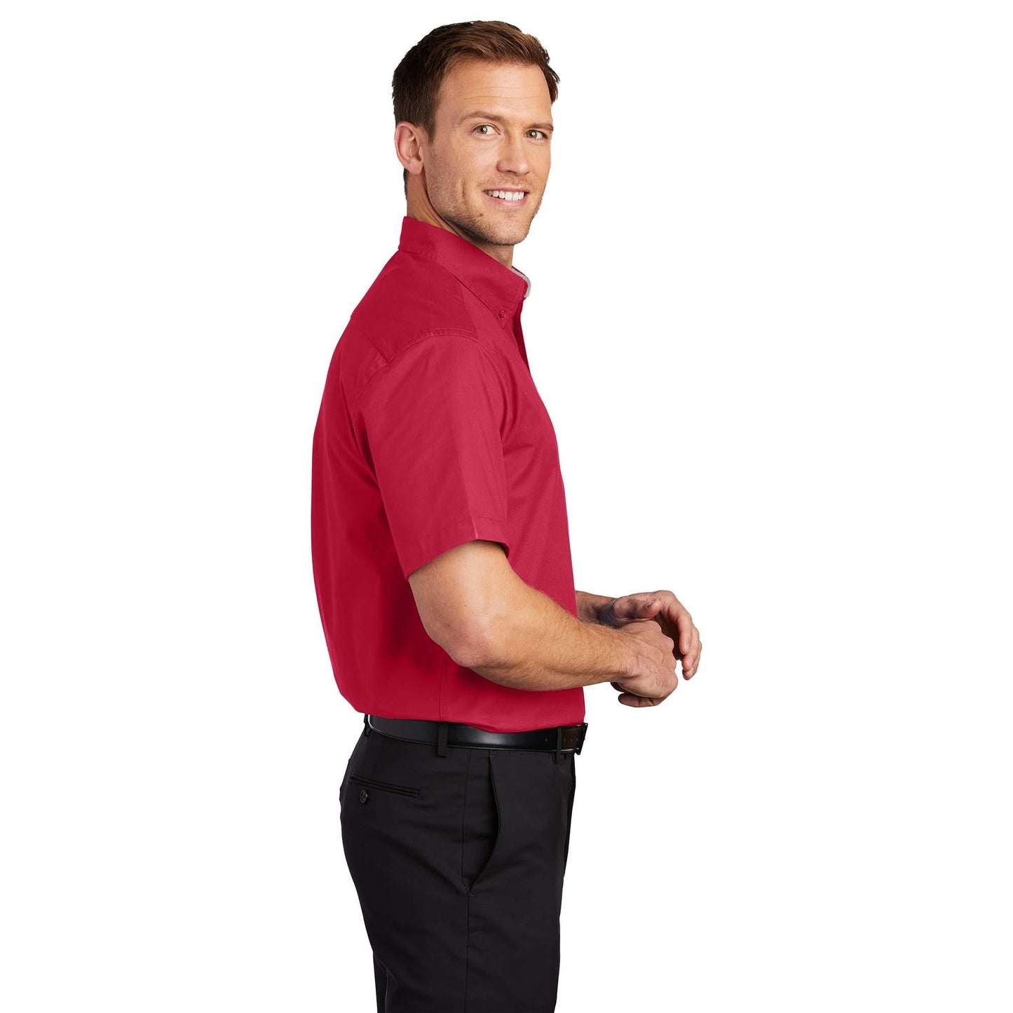 Black/Light Stone Button Up Shirt - Port Authority - Easy Care