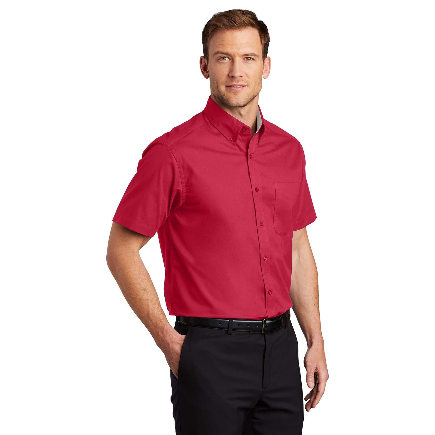 Black/Light Stone Button Up Shirt - Port Authority - Easy Care