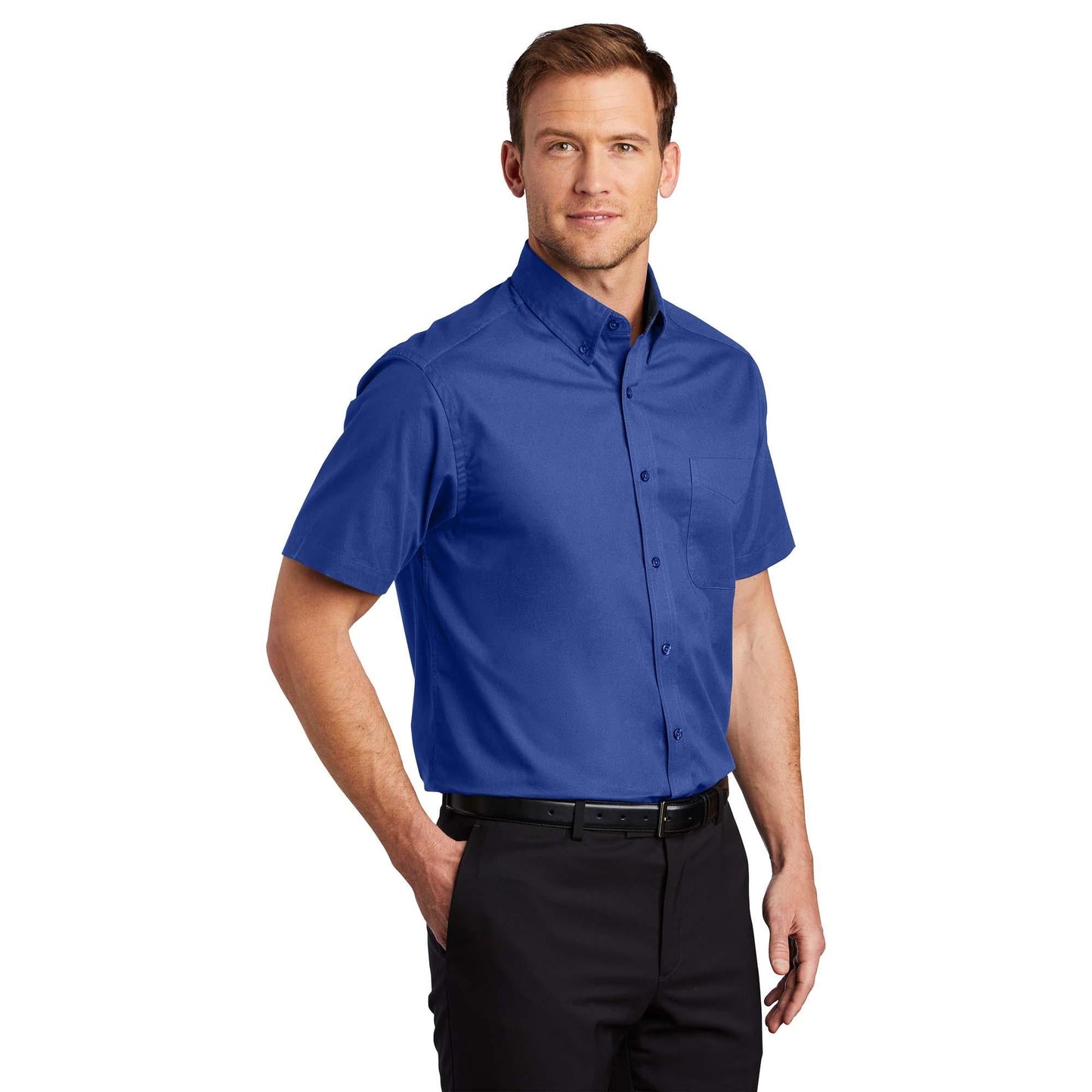 Black/Light Stone Button Up Shirt - Port Authority - Easy Care