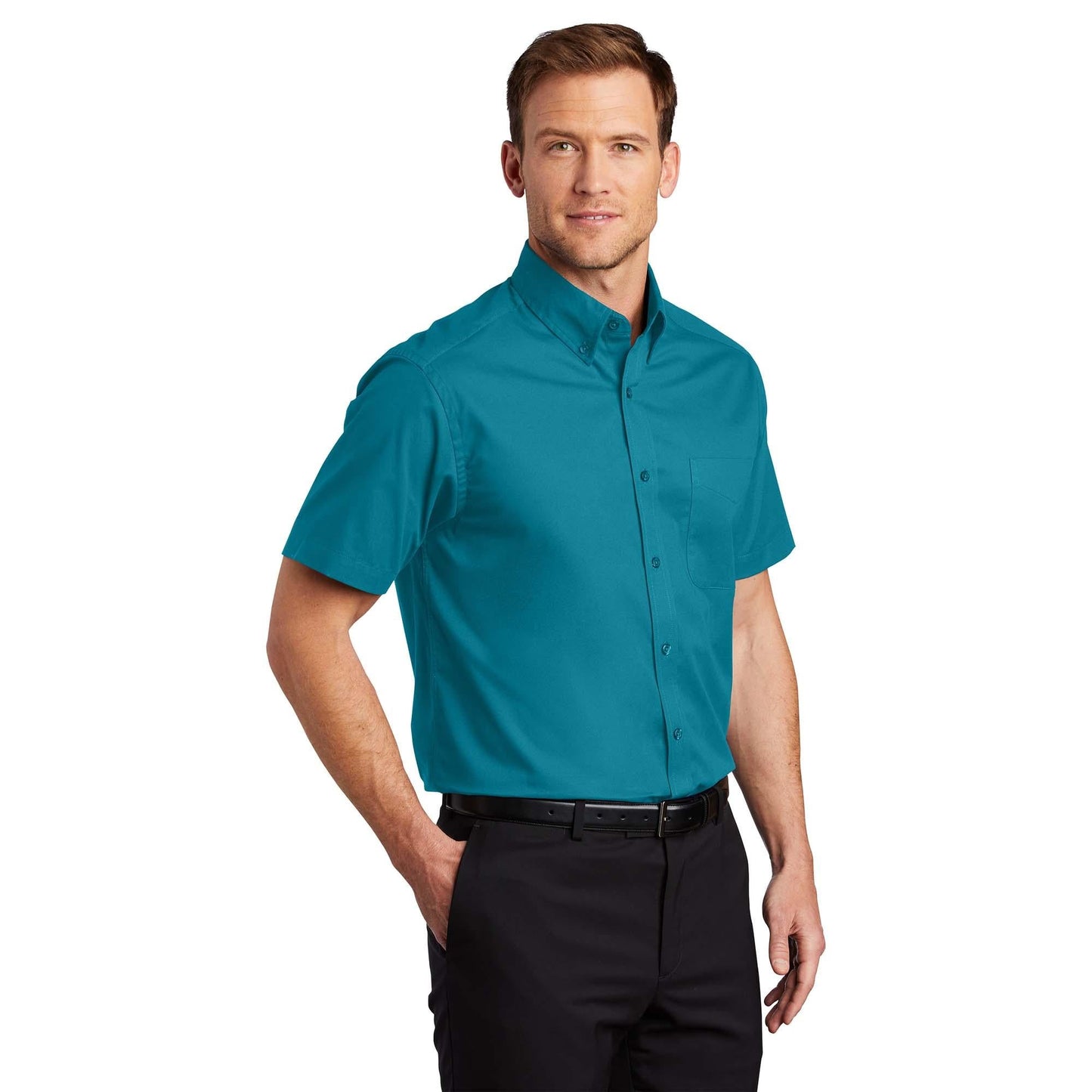 Black/Light Stone Button Up Shirt - Port Authority - Easy Care