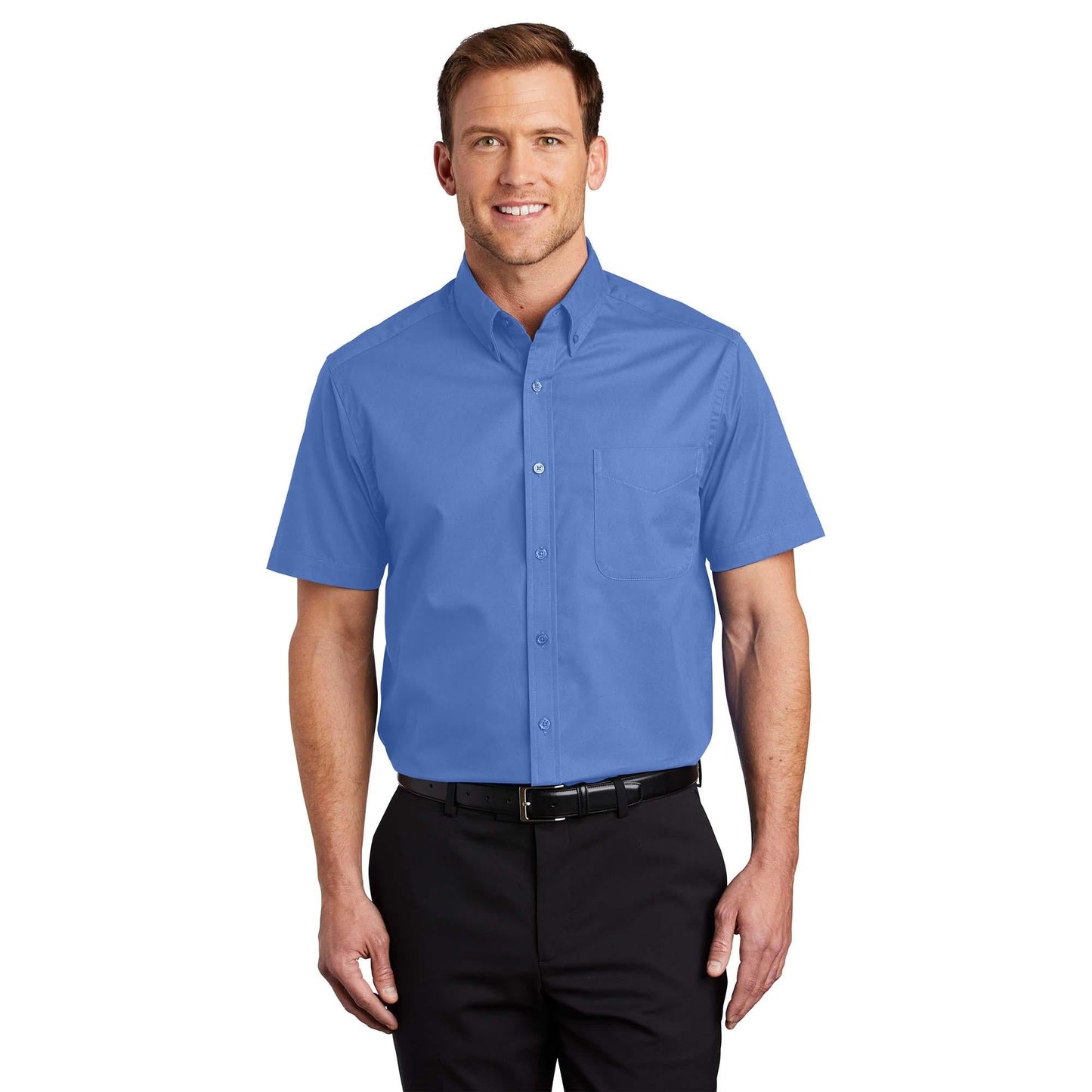 Black/Light Stone Button Up Shirt - Port Authority - Easy Care