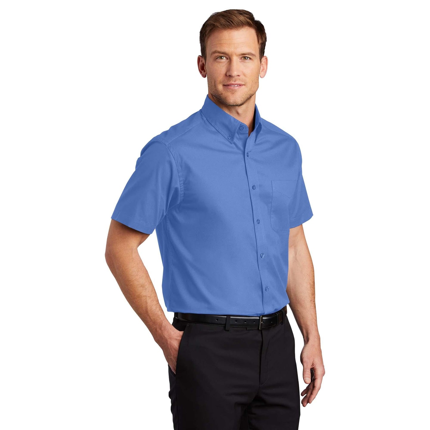 Black/Light Stone Button Up Shirt - Port Authority - Easy Care