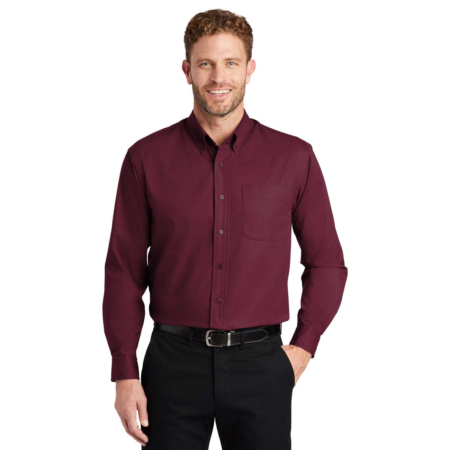 Burgundy Button Up Shirts - Cornerstone - Soft Twill