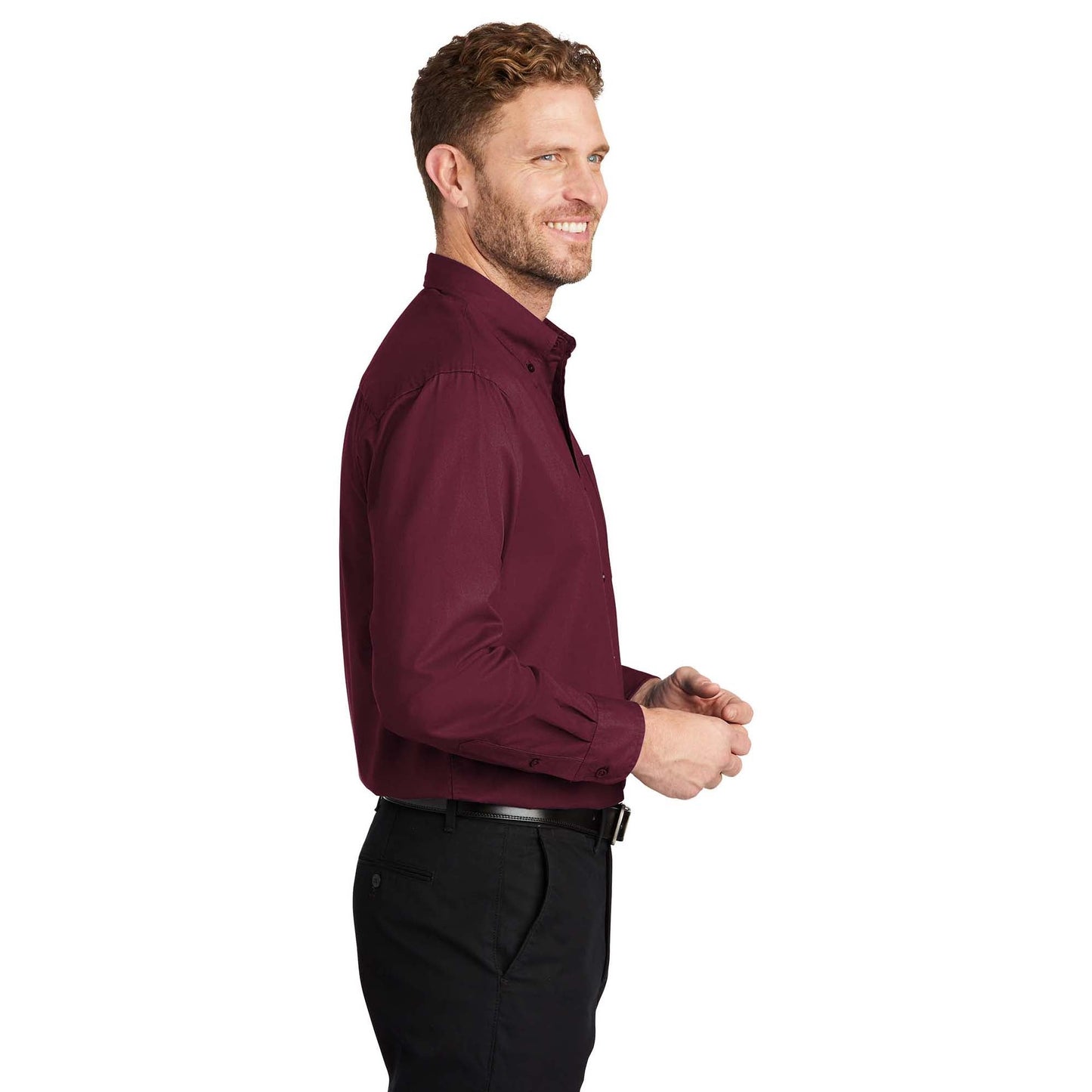 Burgundy Button Up Shirts - Cornerstone - Soft Twill
