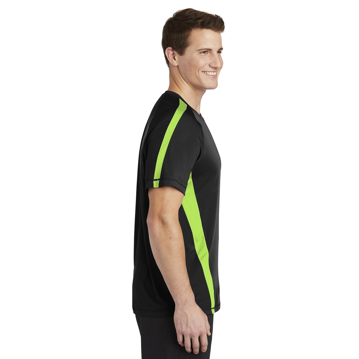 Black/Lime Shock T-Shirts - Sport-Tek - Colorblock Design