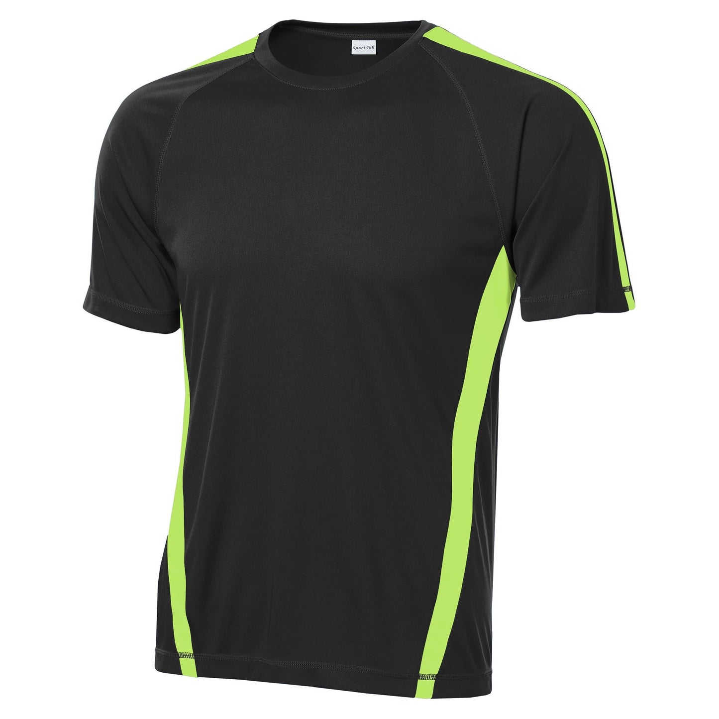 Black/Lime Shock T-Shirts - Sport-Tek - Colorblock Design