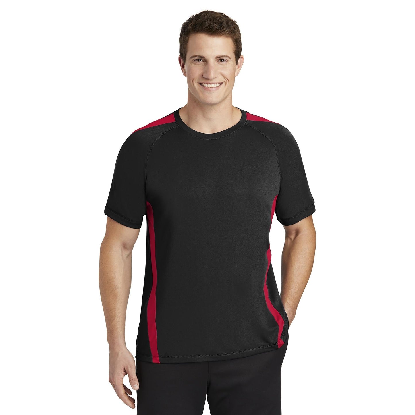 Black/Lime Shock T-Shirts - Sport-Tek - Colorblock Design