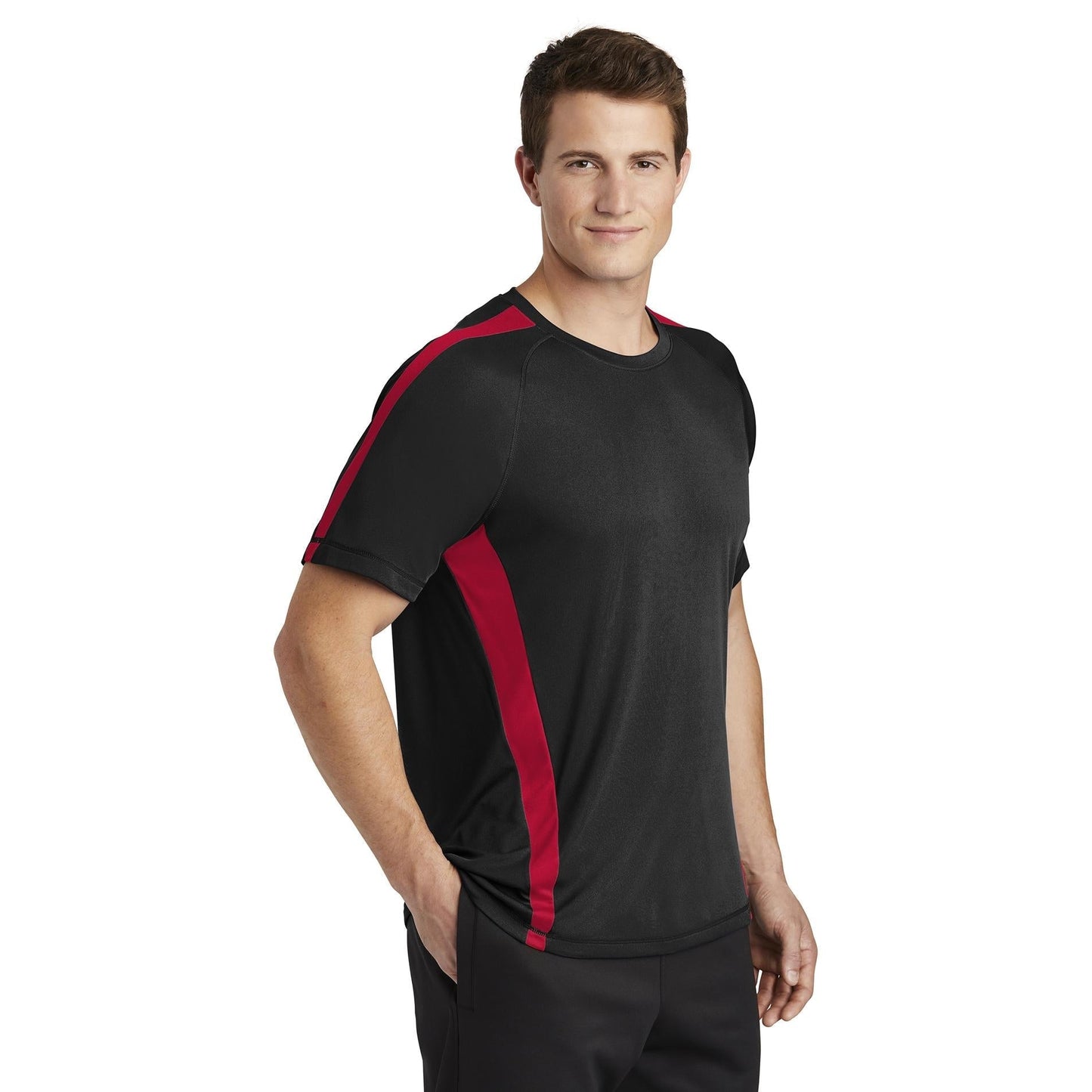 Black/Lime Shock T-Shirts - Sport-Tek - Colorblock Design