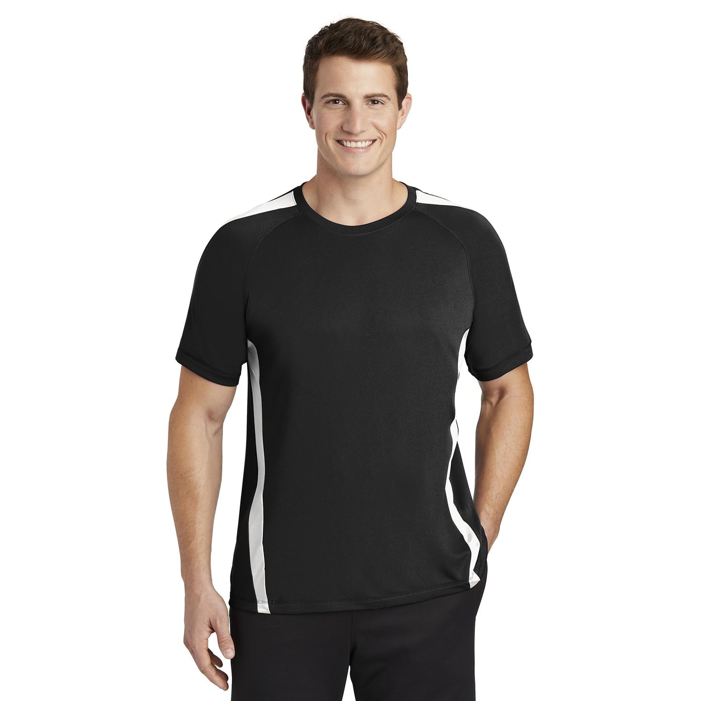 Black/Lime Shock T-Shirts - Sport-Tek - Colorblock Design