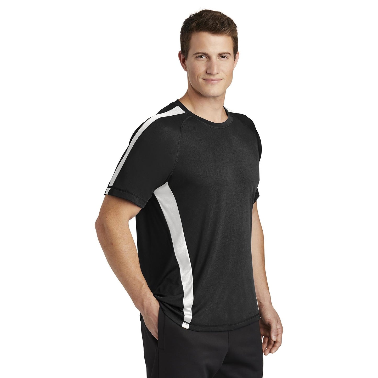 Black/Lime Shock T-Shirts - Sport-Tek - Colorblock Design
