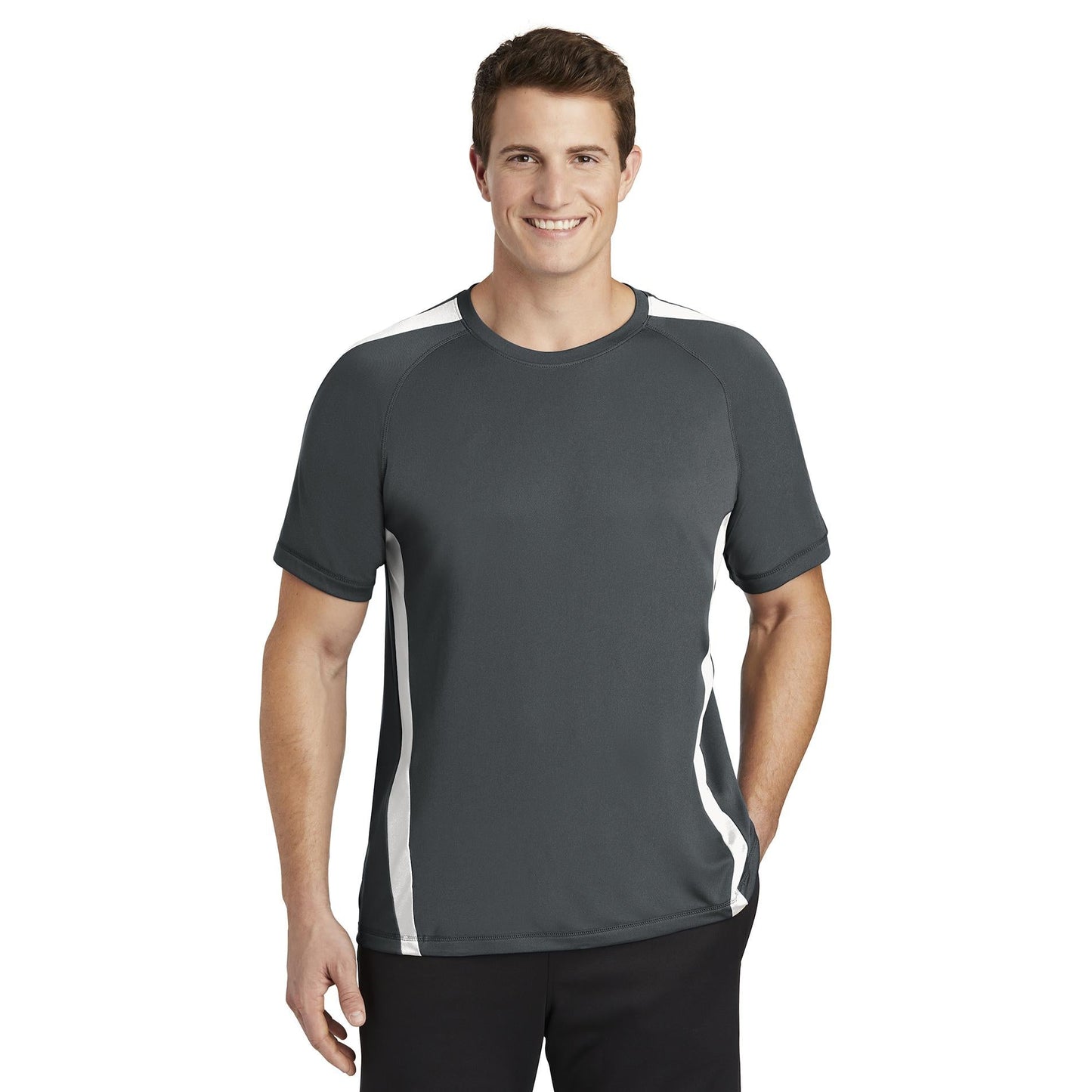 Black/Lime Shock T-Shirts - Sport-Tek - Colorblock Design
