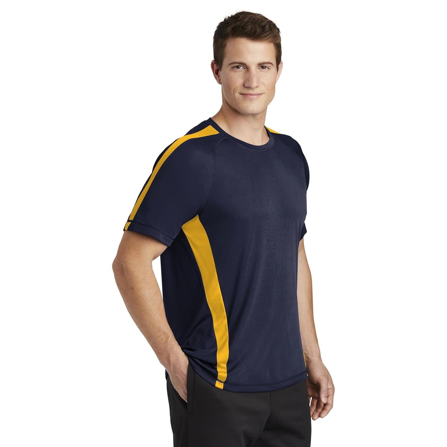 Black/Lime Shock T-Shirts - Sport-Tek - Colorblock Design